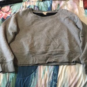 Jcrew cropped grey sweatshirt